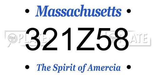 321Z58 Massachusetts License Plate