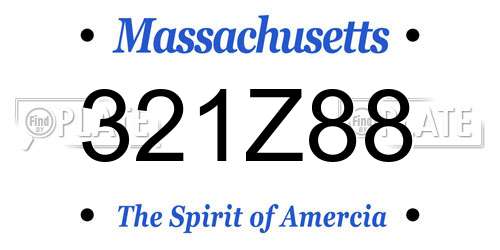 321Z88 Massachusetts License Plate