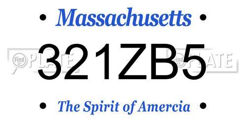 321ZB5 Massachusetts License Plate