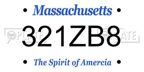 321ZB8 Massachusetts License Plate