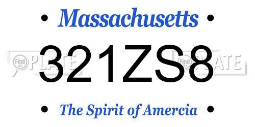 321ZS8 Massachusetts License Plate