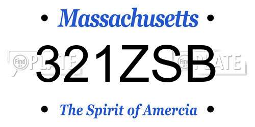 321ZSB Massachusetts License Plate