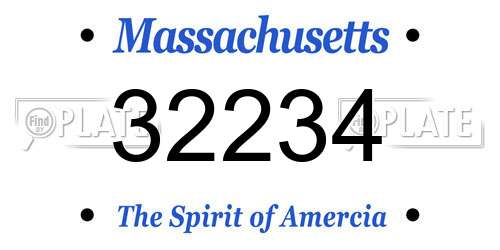 32234 Massachusetts License Plate