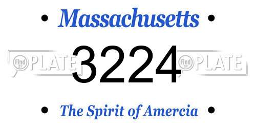 3224 Massachusetts License Plate