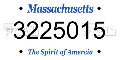 3225015 Massachusetts License Plate