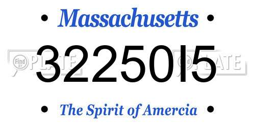 32250I5 Massachusetts License Plate