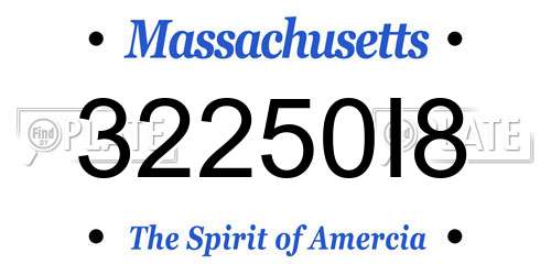 32250I8 Massachusetts License Plate