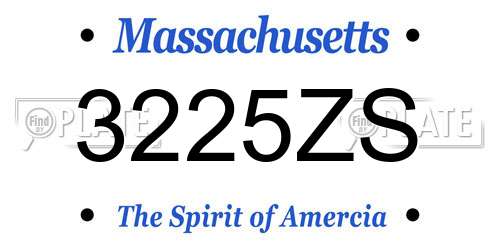 3225ZS Massachusetts License Plate