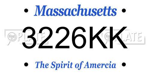 3226KK Massachusetts License Plate