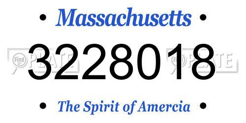 3228018 Massachusetts License Plate