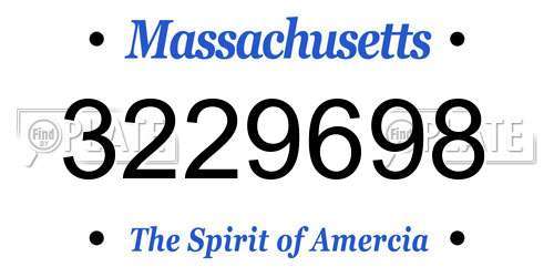 3229698 Massachusetts License Plate