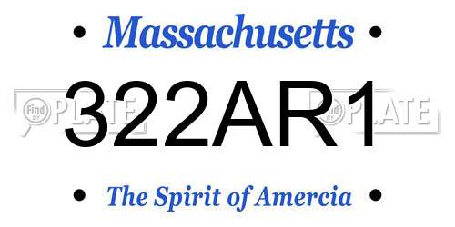 322AR1 Massachusetts License Plate