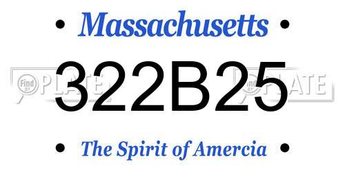 322B25 Massachusetts License Plate