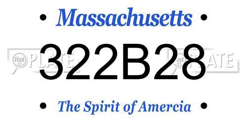 322B28 Massachusetts License Plate
