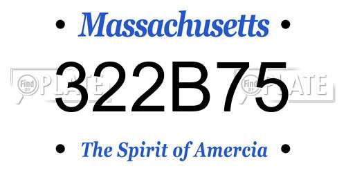 322B75 Massachusetts License Plate