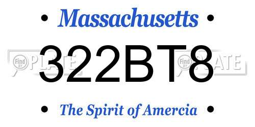322BT8 Massachusetts License Plate