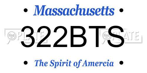 322BTS Massachusetts License Plate