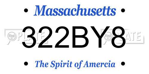 322BY8 Massachusetts License Plate