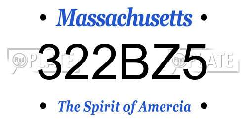322BZ5 Massachusetts License Plate
