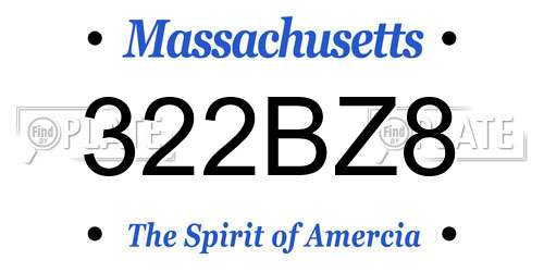 322BZ8 Massachusetts License Plate