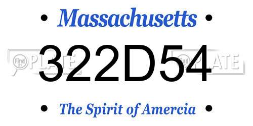 322D54 Massachusetts License Plate