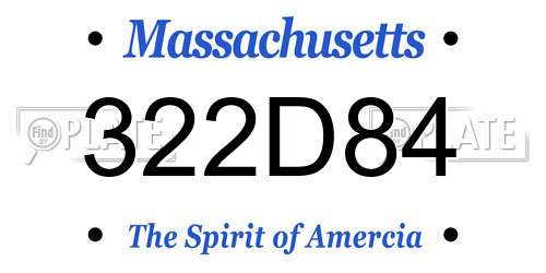 322D84 Massachusetts License Plate