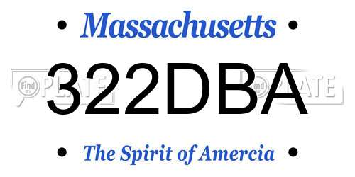 322DBA Massachusetts License Plate
