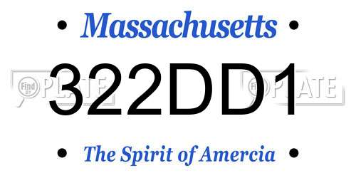322DD1 Massachusetts License Plate