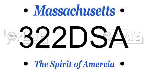 322DSA Massachusetts License Plate