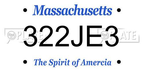 322JE3 Massachusetts License Plate