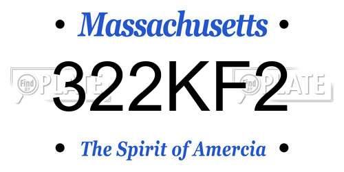 322KF2 Massachusetts License Plate