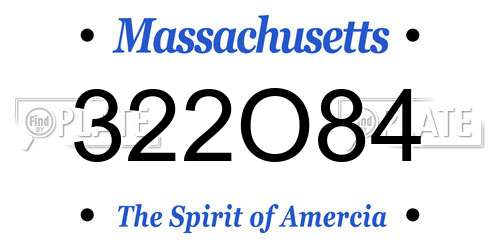 322O84 Massachusetts License Plate
