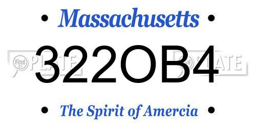 322OB4 Massachusetts License Plate