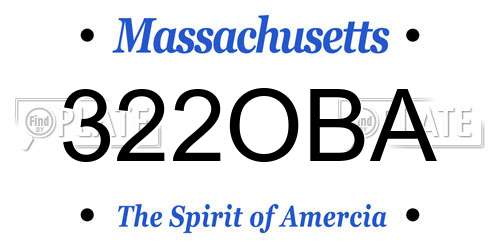 322OBA Massachusetts License Plate