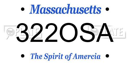 322OSA Massachusetts License Plate