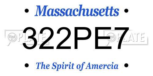 322PE7 Massachusetts License Plate