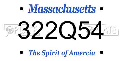 322Q54 Massachusetts License Plate
