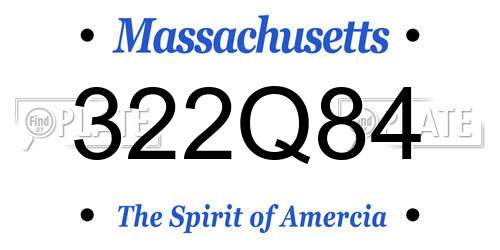 322Q84 Massachusetts License Plate