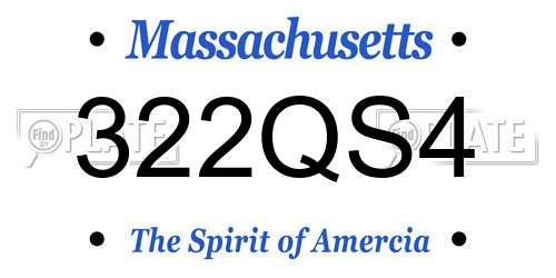 322QS4 Massachusetts License Plate
