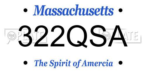 322QSA Massachusetts License Plate