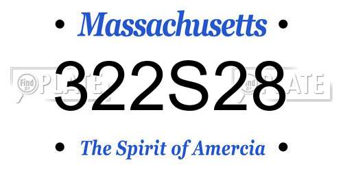 322S28 Massachusetts License Plate