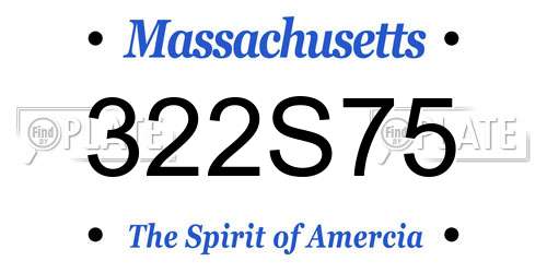 322S75 Massachusetts License Plate