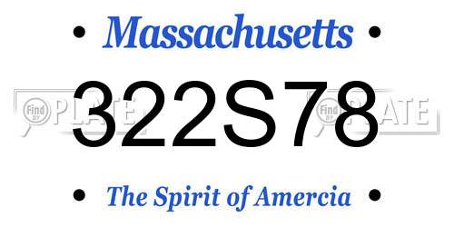322S78 Massachusetts License Plate
