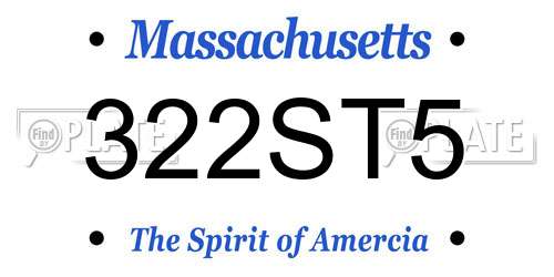 322ST5 Massachusetts License Plate