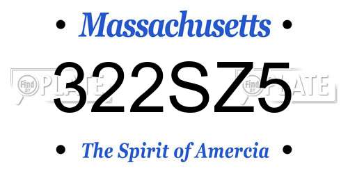 322SZ5 Massachusetts License Plate