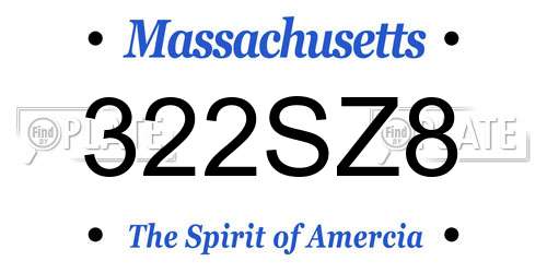 322SZ8 Massachusetts License Plate