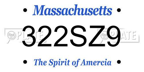 322SZ9 Massachusetts License Plate