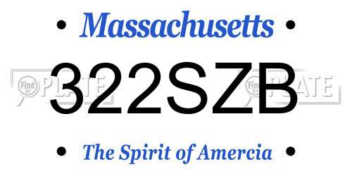 322SZB Massachusetts License Plate