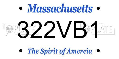 322VB1 Massachusetts License Plate