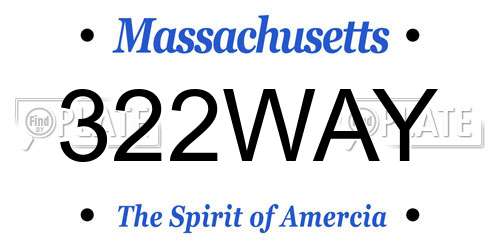 322WAY Massachusetts License Plate